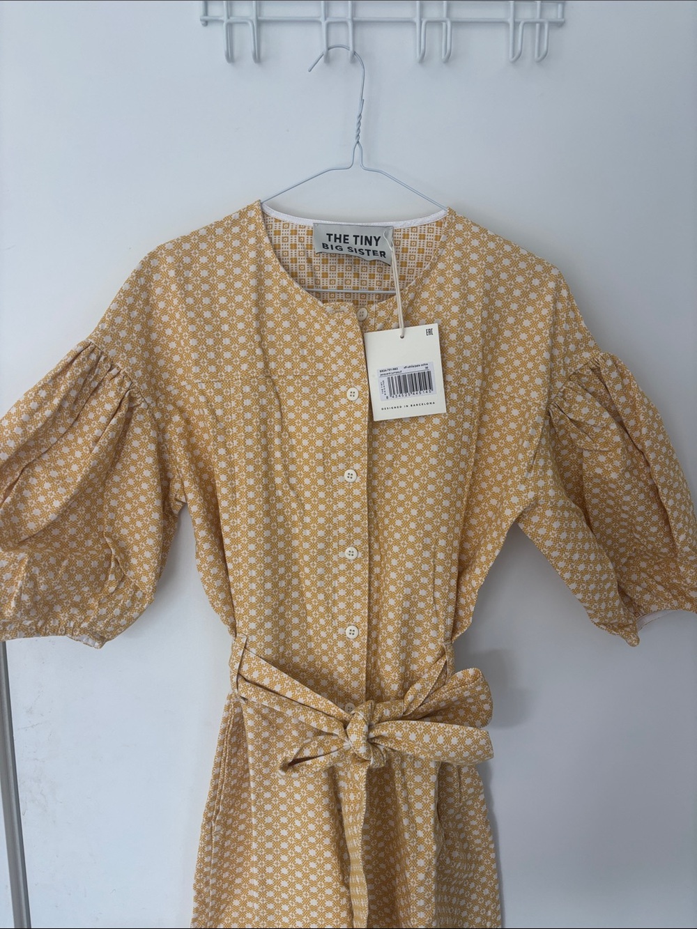 The Tiny Big Sister Yellow Printed Puff-Sleeve Jumpsuit